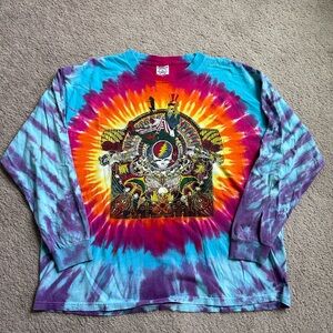 Vintage 90s Grateful Dead Jerry Tye Dye Long Sleeve With Jerry Garcia On Back